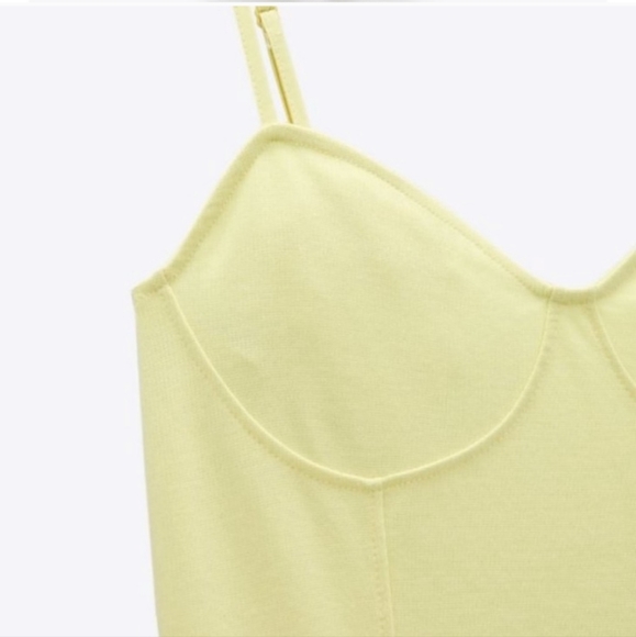 Zara Combination Poplin Dress Yellow size S - Picture 6 of 11
